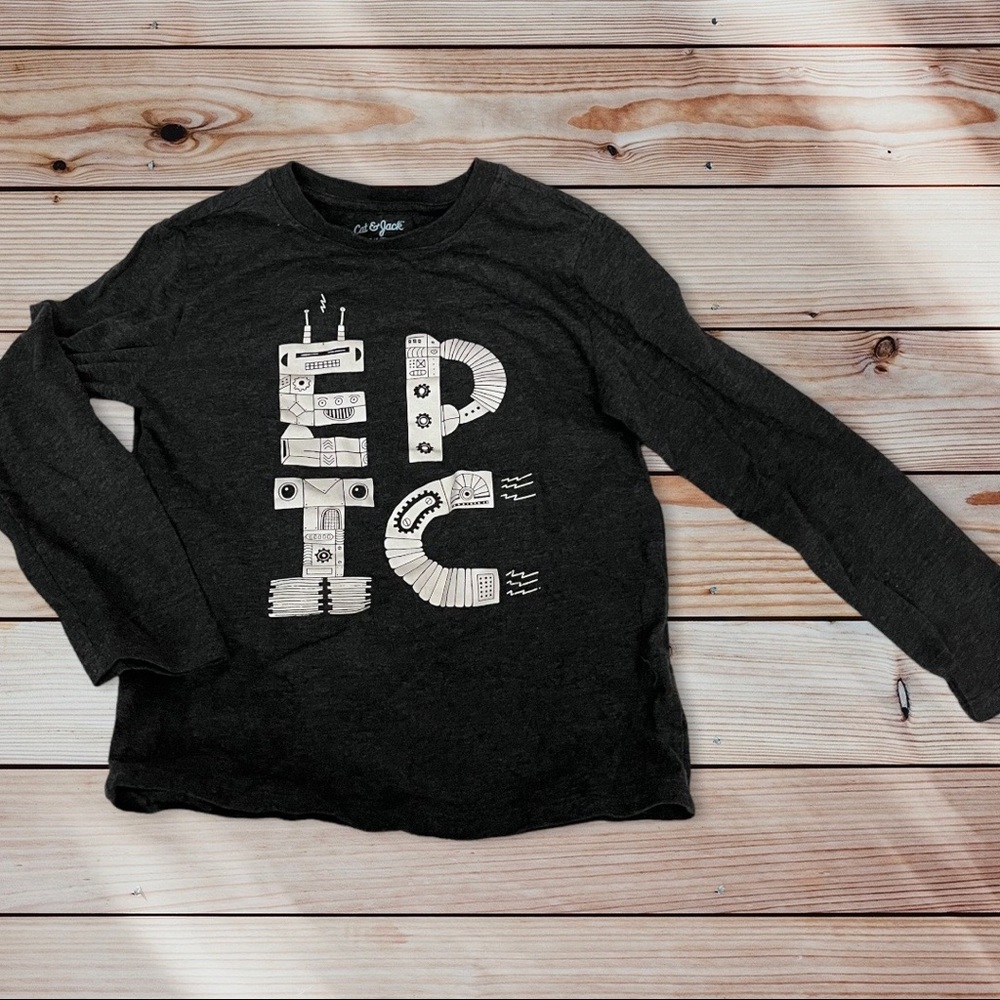 Cat&Jack STEM 6/7 “EPIC” Shirt - Unisex, Long-Sleeved, Heather Gray